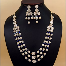 blue color american diamond necklace