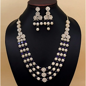 Blue Color American Diamond Necklace