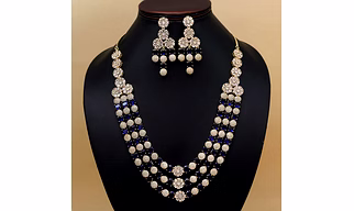 Blue Color American Diamond Necklace