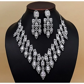 Silver Color American Diamond Necklace