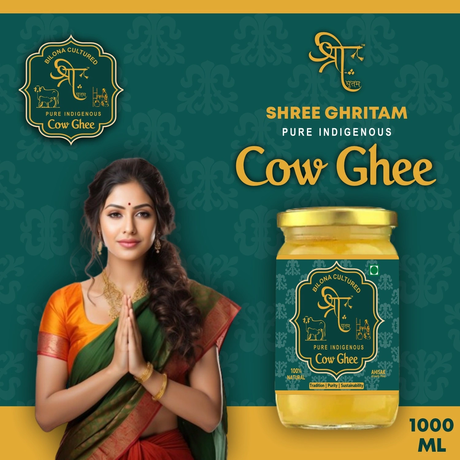 Shree Ghritam 100% Organic A2 Cow Bilona Ghee-500ml-3