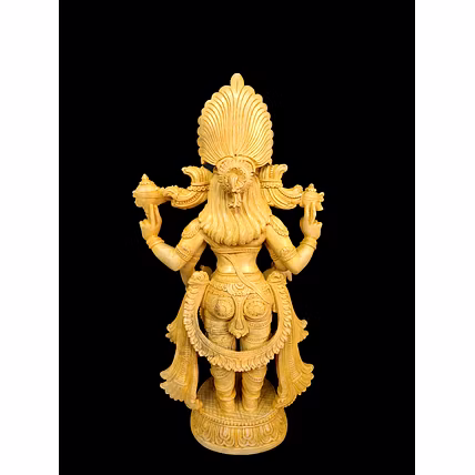 Handcrafted Whitewood Vishnu-1
