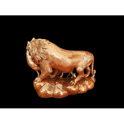 Majestic Handcrafted Teakwood Lion and Deer-1