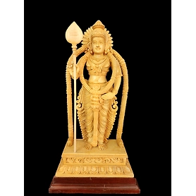 Divine Lord Murugan Whitewood Sculpture