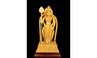 Divine Lord Murugan Whitewood Sculpture