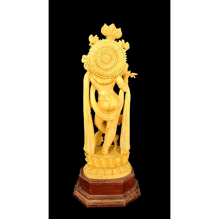 Divine Harmony: Handcrafted Lord Krishna in Tribhanga Posture-18 inch-1