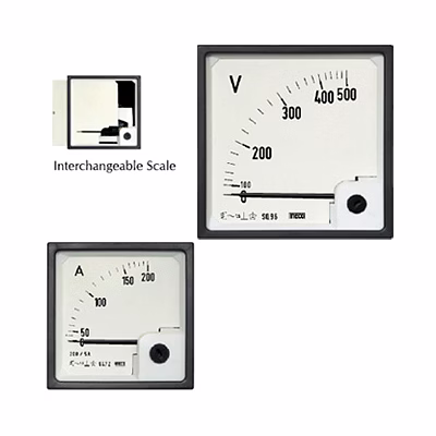 meco ac moving iron din panel ammeter & voltmeter (model : sq72, sq96)