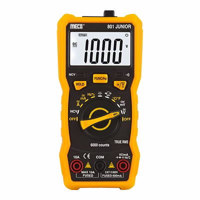 meco 3-5/6 digits 6000 counts auto ranging digital multimeter – trms (model : 801 junior)