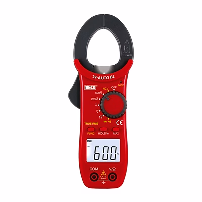 meco 3-1/2 digit 2000 counts 600a ac autoranging digital clampmeter - trms (model : 27-auto bl)