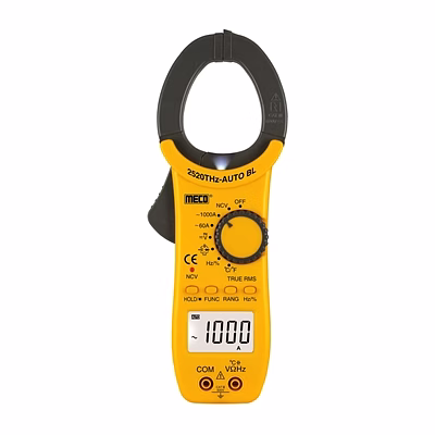 meco 3-5/6 digit 6000 counts 1000a ac auto / manual ranging digital clampmeter with temperature & frequency – trms (model : 2520thz-auto bl)