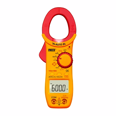 meco 3-5/6 digit 6000 counts 600a dc / ac trms digital clampmeter with temperature & frequency (model : 36-auto bl)
