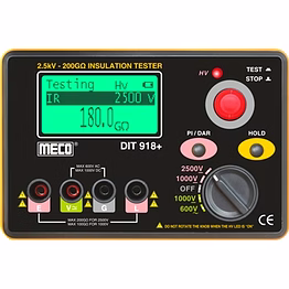 meco 2.5kv - 200gohm digital insulation tester with p.i., d.a.r. and ac / dc voltage functions (model : dit 918+)