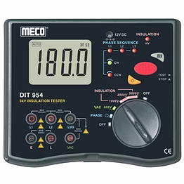 meco 5kv - 200gohm digital insulation tester with ac voltage, phase sequence & phase status indicator (model : dit 954)