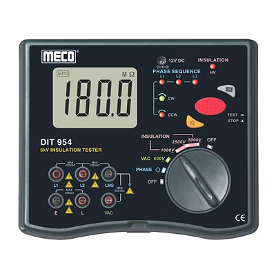 meco 5kv - 200gohm digital insulation tester with ac voltage, phase sequence & phase status indicator (model : dit 954)