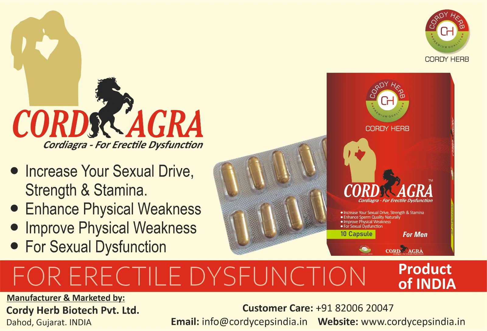 Cordy Herb Cordiagra Stamina &amp; Energy Booster, Men's Sexual Wellness Capsule for Erectile Dysfunction with Cordyceps, Honey Goat Weed,Tongat Ali, Maca Root , Ginseng , Ashwagandha-4