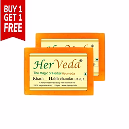 herveda haldi turmeric / chandan sandal handmade glycerine soap 100 gm 100% vegan,buy one get one free