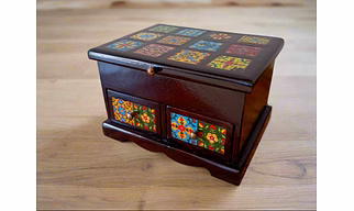 Wooden Jewellery Box with Ceramic Tile Fitted