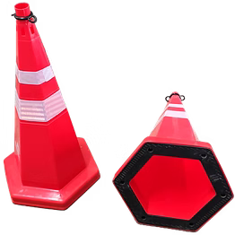 750mm heavy-duty traffic cone with reflective tape for road safety