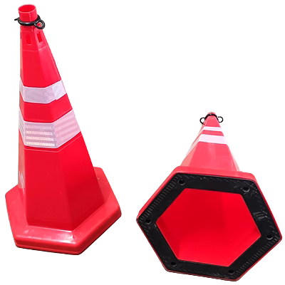 750mm heavy-duty traffic cone with reflective tape for road safety