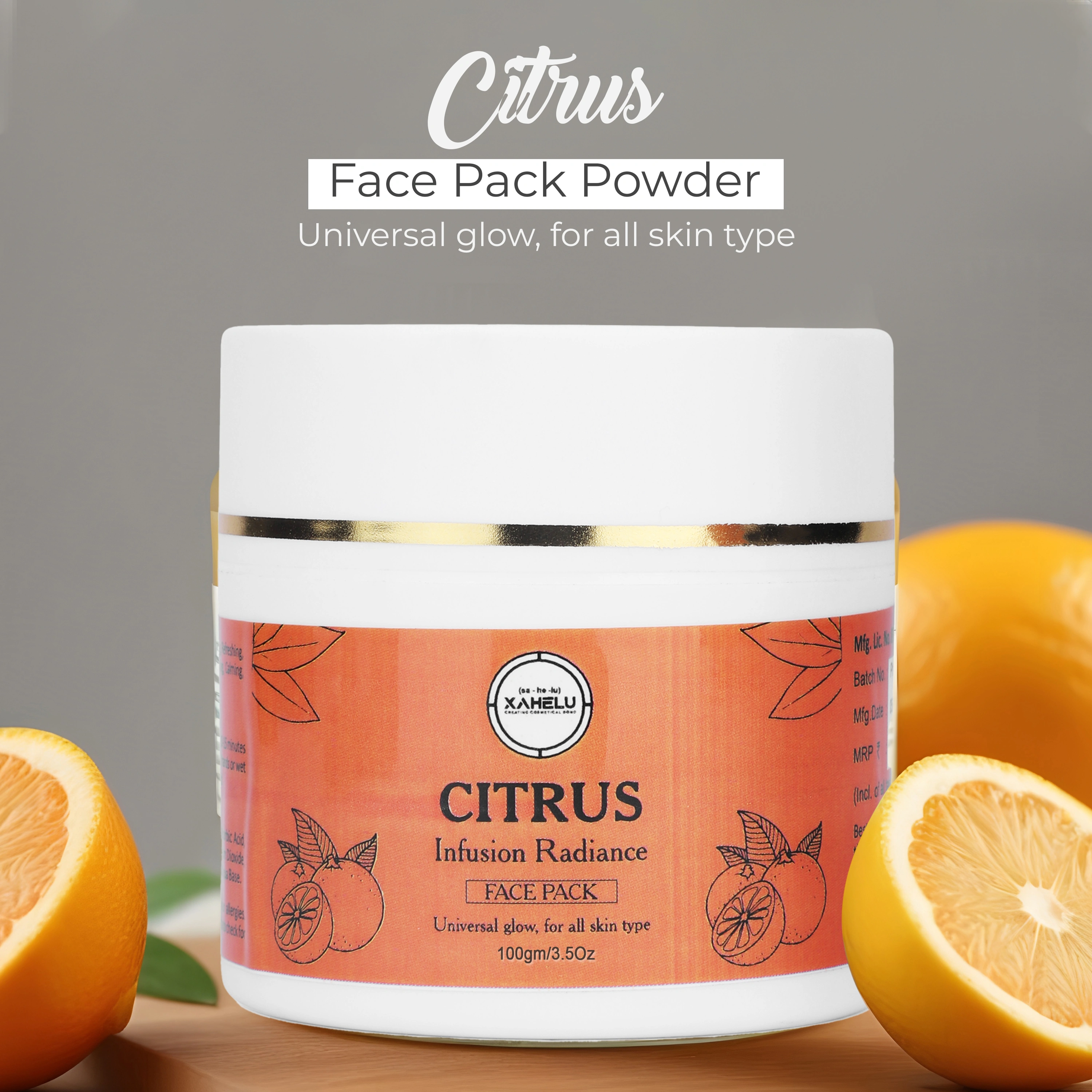 Citrus Infusion Radiance Face Pack 100gm/3.5Oz with fullers earth for all Skin Type for all Genders - AYUSH Certified-12578980