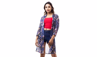 Women Jacket Style 3/4th Sleeve Multicolor Shrug