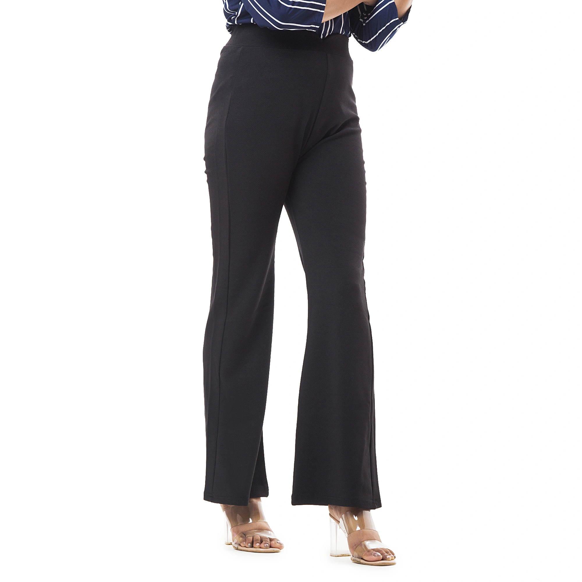 Black Lycra Blend Trousers-1