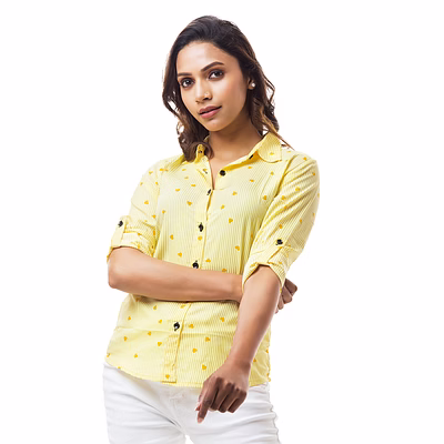 raados women regular fit spread collar casual shirt