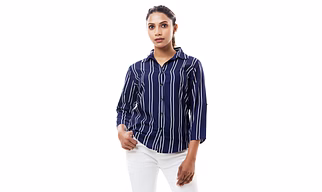 Women Regular Fit Striped Spread Collar Casual Shirt