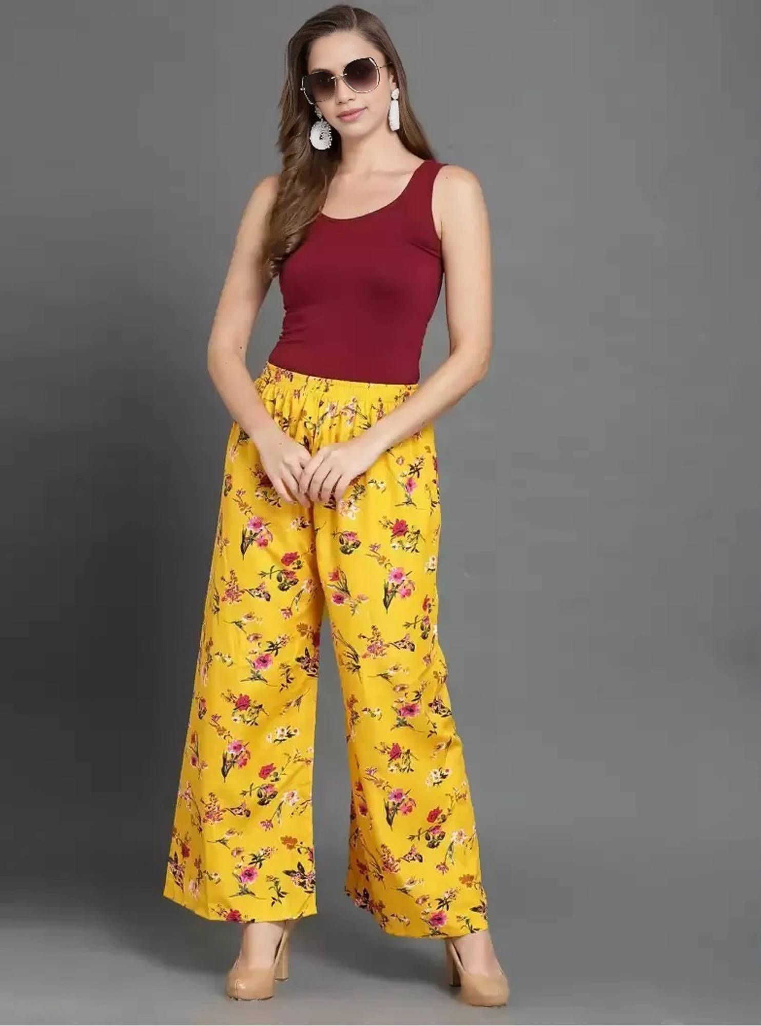 Women Regular Fit Multicolor Crepe Trousers-3