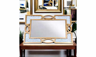 AR MODULERS Gold Cloud Chrome Squar Wall Mounted Mirror, Gold, Mounted for Luxury House of Luxury Mirror
