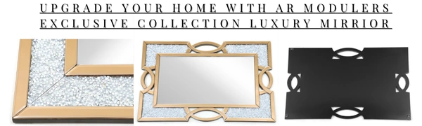 AR MODULERS Gold Cloud Chrome Squar Wall Mounted Mirror, Gold, Mounted for Luxury House of Luxury Mirror-4