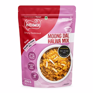 Indimix Instant Moong Dal Halwa Mix 200g , Ready to Make Traditional Indian Dessert mix
