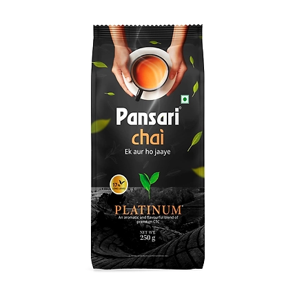 Pansari Platinum Premium CTC Chai with 17% Long Leaves Tea | Assam &amp; Darjeeling Blend Tea | 250G Tea Pack | Bold, Rich Aroma for an Authentic Chai Experience | Assam Tea long leaf tea-12620200