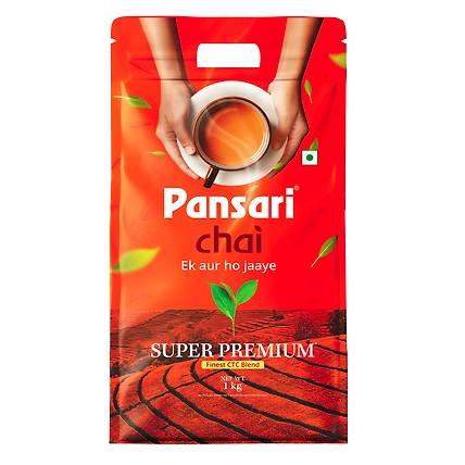 Pansari Super Premium Chai, 1 Kg | Ek Aur Ho Jaye! Strong &amp; Aromatic Chai Patti for Traditional Indian Chai | Premium Black Tea Leaves | CTC Tea | Tea Leaves in Fresh | Fresh From Assam Best Tea-12620206