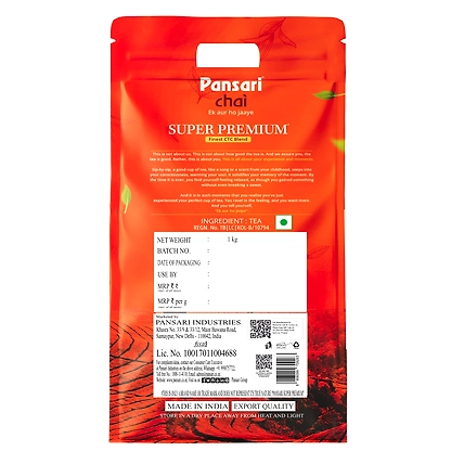 Pansari Super Premium Chai, 1 Kg | Ek Aur Ho Jaye! Strong &amp; Aromatic Chai Patti for Traditional Indian Chai | Premium Black Tea Leaves | CTC Tea | Tea Leaves in Fresh | Fresh From Assam Best Tea-1