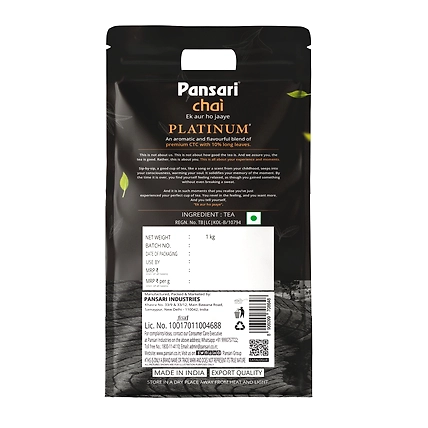 Pansari Platinum Premium CTC Chai with 17% Long Leaves Tea | Assam &amp; Darjeeling Blend Tea | 1Kg Tea Pack | Bold, Rich Aroma for an Authentic Chai Experience | Assam Tea long leaf tea-2
