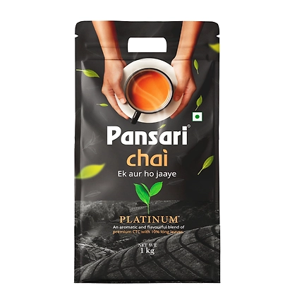 Pansari Platinum Premium CTC Chai with 17% Long Leaves Tea | Assam &amp; Darjeeling Blend Tea | 1Kg Tea Pack | Bold, Rich Aroma for an Authentic Chai Experience | Assam Tea long leaf tea-1