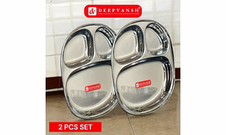 Deepvansh Stainless Steel Pav Bhaji Plate (Compartment Plate Dlx)