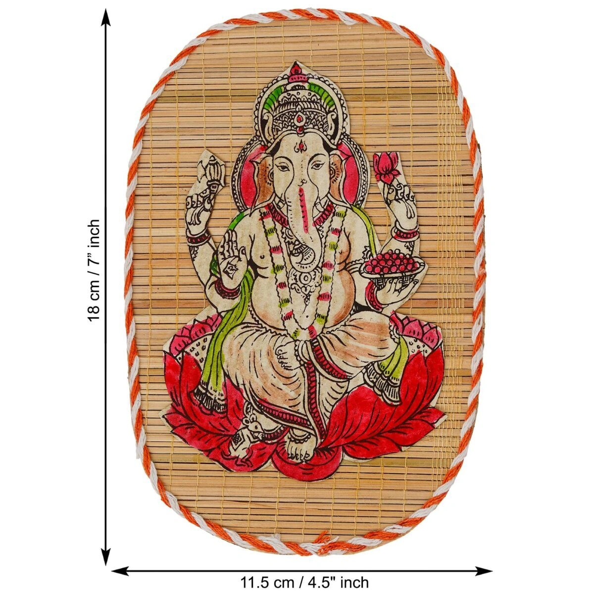 Archeiv Bamboo Hand Crafted Wall Hangings Of The Trio Of Ganesh Ji, Laxmi Ji And Sarwasti Ji Painting For Home Decor-1