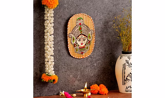 Archeiv Oval Shaped Design Bamboo Hand Crafted Wall Hangings Durga Ji For Home Decor | Bamboo Art For Wall Decor
