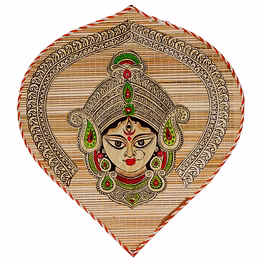 archeiv bamboo hand crafted leaf design wall hangings of durga ji for home decor | bamboo art for wall decor