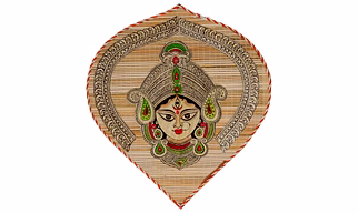Archeiv Bamboo Hand Crafted Leaf Design Wall Hangings Of Durga Ji For Home Decor | Bamboo Art For Wall Decor