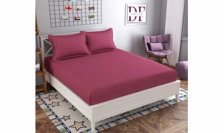 DOMES FAB Satin Double 90*100 Striped Flat Bedsheet