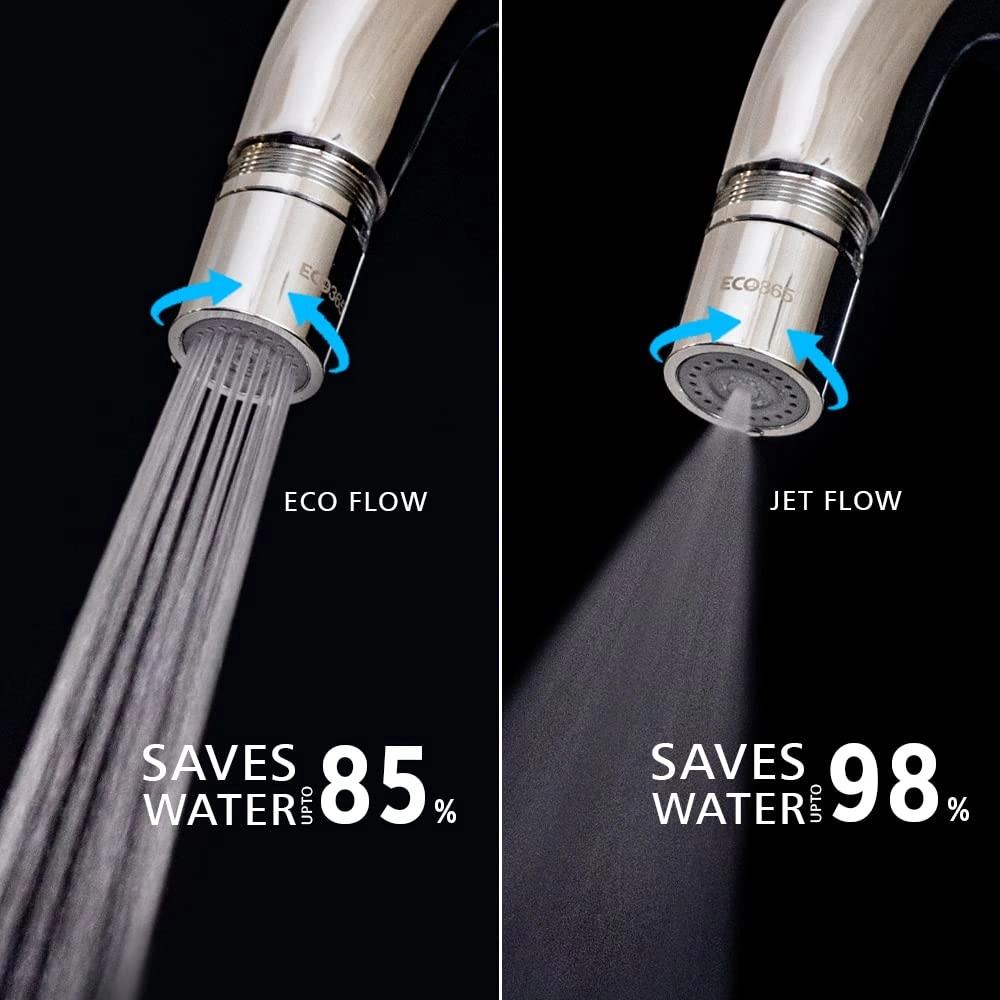 ECO365 Dual Flow X22 Chrome Finish Aerator (Pack of 4) | Fits in both Inner(24mm) &amp; Outer(22mm) Threaded Taps | Tap Extender with Jet &amp; Eco Flow for Maximum Water Saving-1