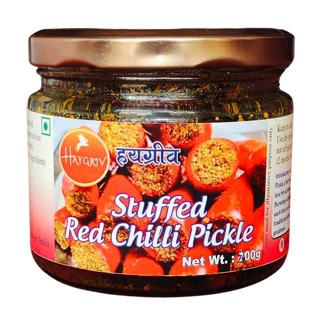 red chilli stufed pickle condiment from india