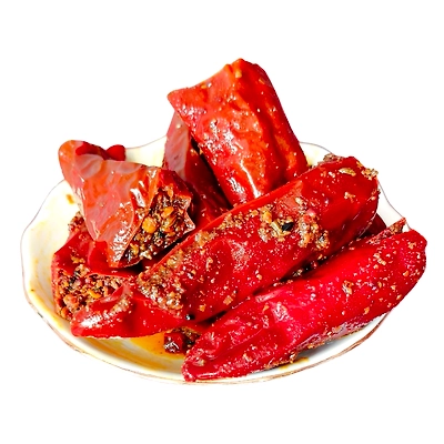stufed red chilli pickle snack in spices