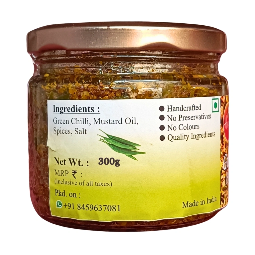 Green Chilli Pickle  - Indian Spicy Condiment-4