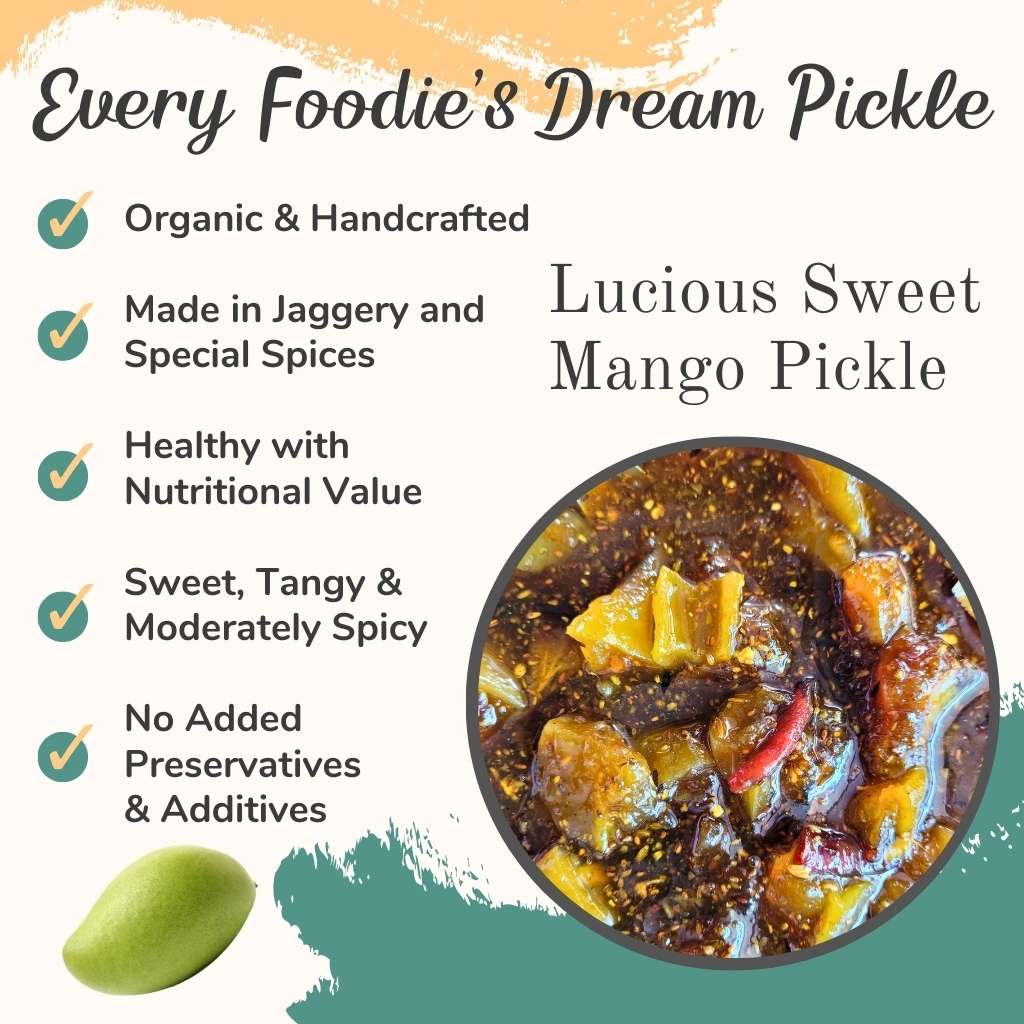 tangy mango pickle snack condiment sweet relish