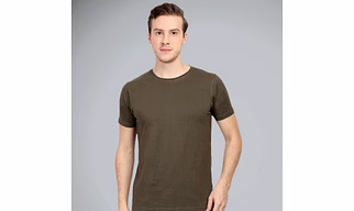 Olive Green Plain T-shirt For Men