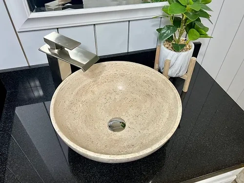 Travertine Italian Marble Round Wash Basin-4